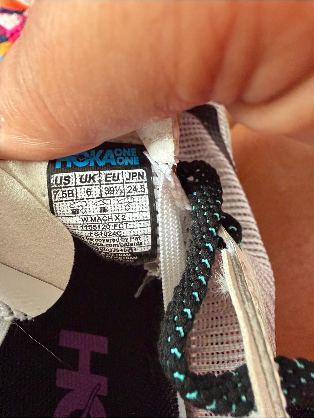 Hoka Mach x2
Women's Light Gray Running Shoes with Orange & Mint Accents - Picture 8 of 8